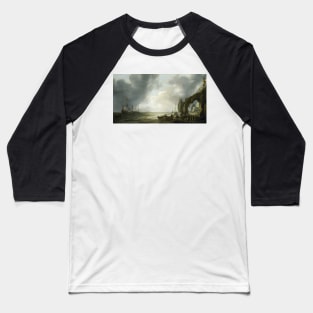 Dutch Men-of-War off a Craggy Coast by Simon de Vlieger Baseball T-Shirt